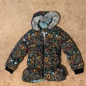 Hannah Andersson Floral Peplum Down Coat size 5t